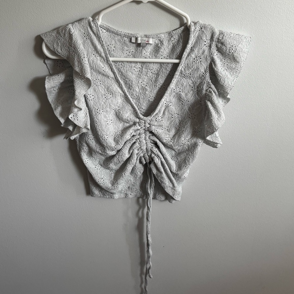 Elegant Gray Ruffled Women's Top